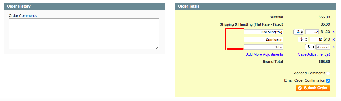 Apply Surcharge or Discount to Existing Orde