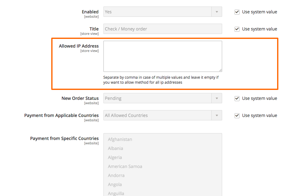 Magento extension for IP Based Payment Methods Activation