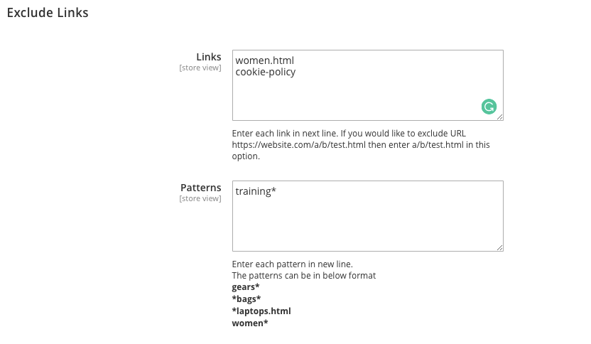 XML Sitemap Exclude Option Magento 2